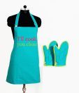 Swayam Turquoise Cotton Apron Set- 3 Pcs