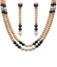 Nisa Pearls White, Black & Peach Pearl Necklace Set