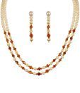 Nisa Pearls Two String Pretty Pearl & CZ Necklace Set