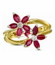Sanskruti Ruby Flower Sterling Silver Ring