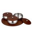 SR Products Polo Revolving Tray With 3 Savvy Wooden Bowls & Lid - Set Of 4