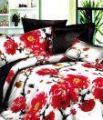 Enfin Homes White And Red Double Bed Sheet