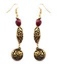 Molcha Circular & Floral Pattern Golden Earrings
