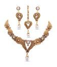Magan Pearls Golden Pearl Drop Ornate Necklace Set