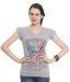 Raves Grey Printed Cotton T-Shirt