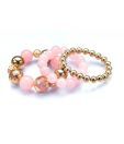 Addons Pink & Golden Beaded 3 Bracelets Combo
