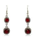 Addons Round Red Stone Encrusted Earrings