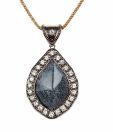 Addons Black Stone Petal Shape Pendant