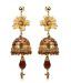 Aarya24kt Gold Foil Flower Maroon Meenakari Jhumki