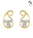 Ag Real Diamond Six Stone Fancy Shape Earrings