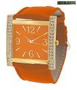 Joan Rivers Orange Shimmering Strap Watch