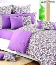 Swayam Mauve & White Floral Double Bed Sheet Set