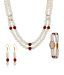 Oleva Captivating Pearl Necklace Set & Pearl Watch Combo