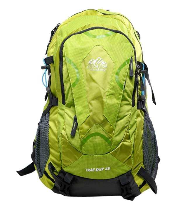37 OFF on Colorlife 1549 Green Travel Backpack on Snapdeal