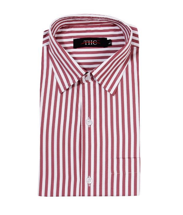 maroon white striped shirt