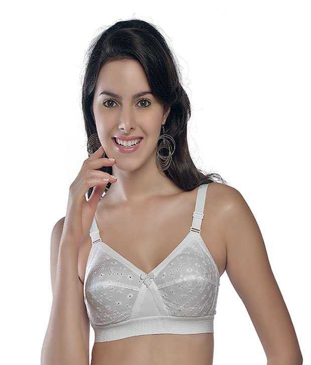 Buy Trylo Krutika Chikan White Cotton Bra - Set Of 2 Pcs on Snapdeal