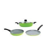 Murugan Ecocera 3 Pcs Induction Base Ceramic Cookware Set- (Fry Pan, Kadai, Tawa)