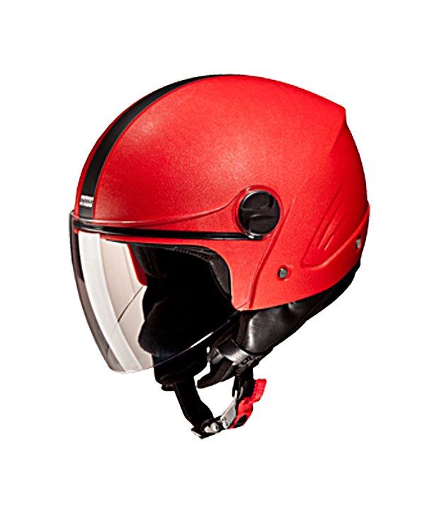 Studds Open Face Helmet Track (Red Black Stripe) [Large 58 cms