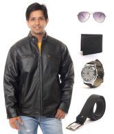 Wilson Pack of Black Biker Jacket, Davie Jones Wallet, Belt, Watch & Sunglasses