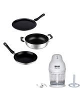 Inalsa Easy Chop Mini Chopper + Apricoat 3 pcs non-stick cookware set Combo