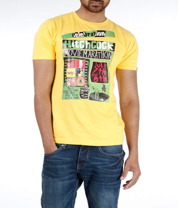 Probase Yellow Crew Neck T-Shirt available at snapdeal for Rs.200