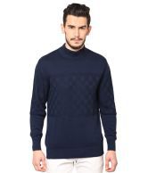 Monteil  Munero Warm Navy Blue Checkered Sweater