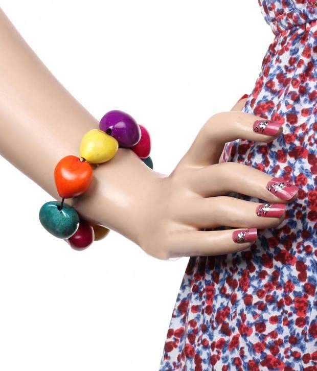 Tempting Wooden Stretchable bracelet Multicolor KhoobSurati available at snapdeal for Rs.67