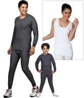 Lux Inferno Family Pack Grey-White Pack of 3 Cotton Thermal Vest