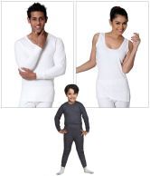Lux Inferno Family Pack White-Grey Pack of 3 Cotton Thermal Vest