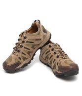Woodland Stylish Camel Brown Leather Casual Shoes with Metallic Rivets
