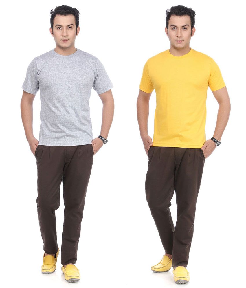 Arrow Tower Grey & yellow Cotton T-Shirt (Pack of 2) available at snapdeal for Rs.337