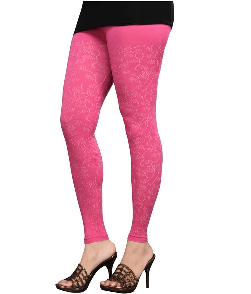 TSG Breeze Treat Leaf Print Seamless Leggings- Pink available at snapdeal for Rs.349