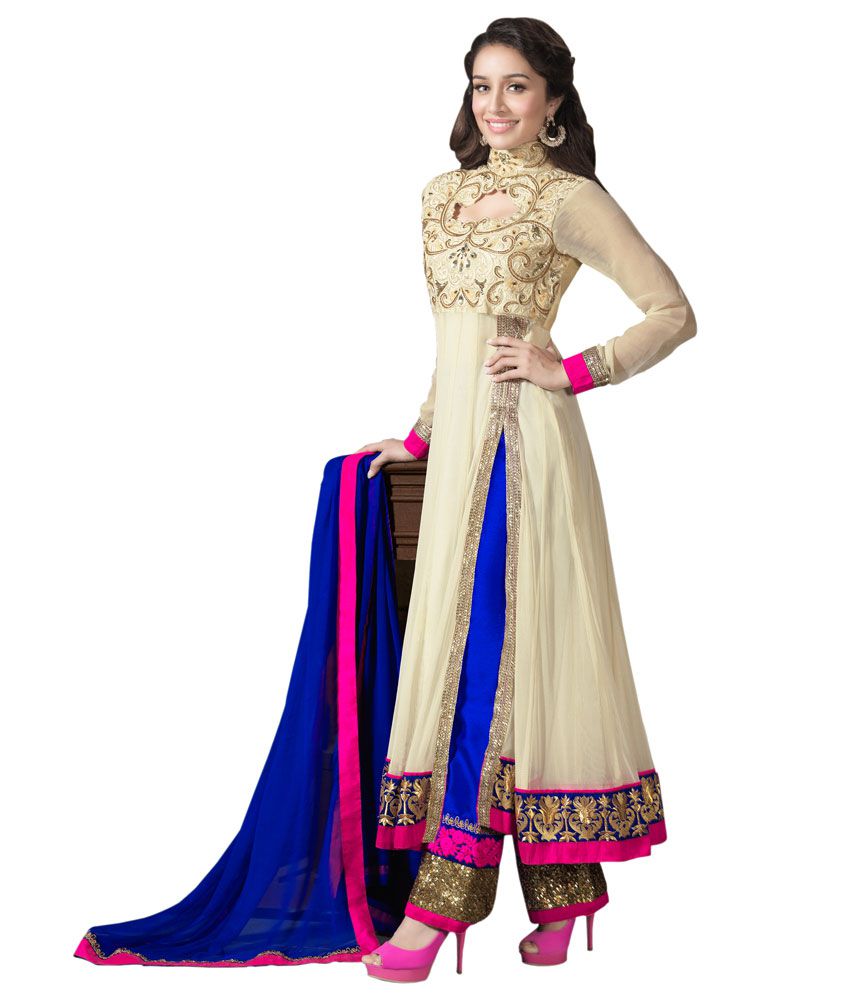 Indian Wear Cream Georgette Shraddha Kapoor Dress Material