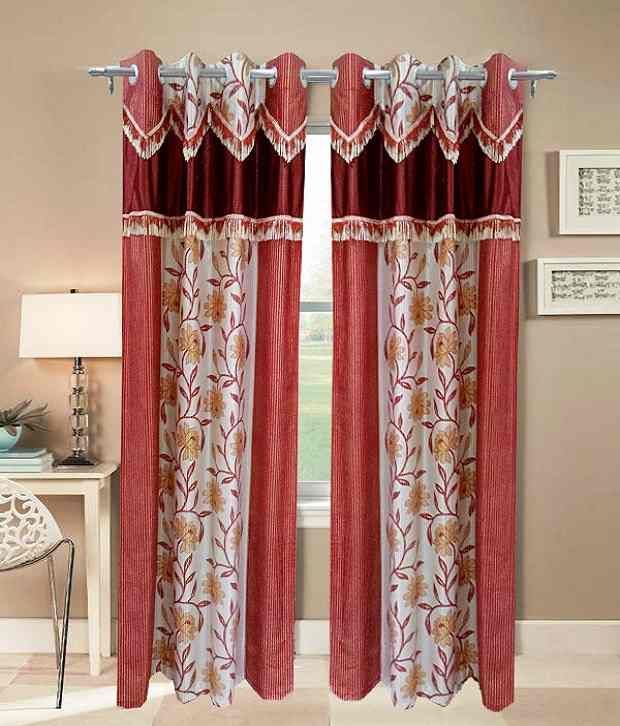 29 Off On Homefab India Set Of 2 Designer Maroon Curtains 8 Feet