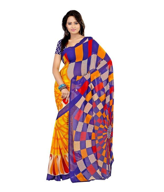 Fabdeal Dani Georgette Orange Colour Saree available at snapdeal for Rs.299