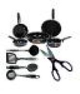 Teleskyshop 9 PCs Non Stick Cookware Set And 3-in-1 Steel Scissors With Bottle Opener