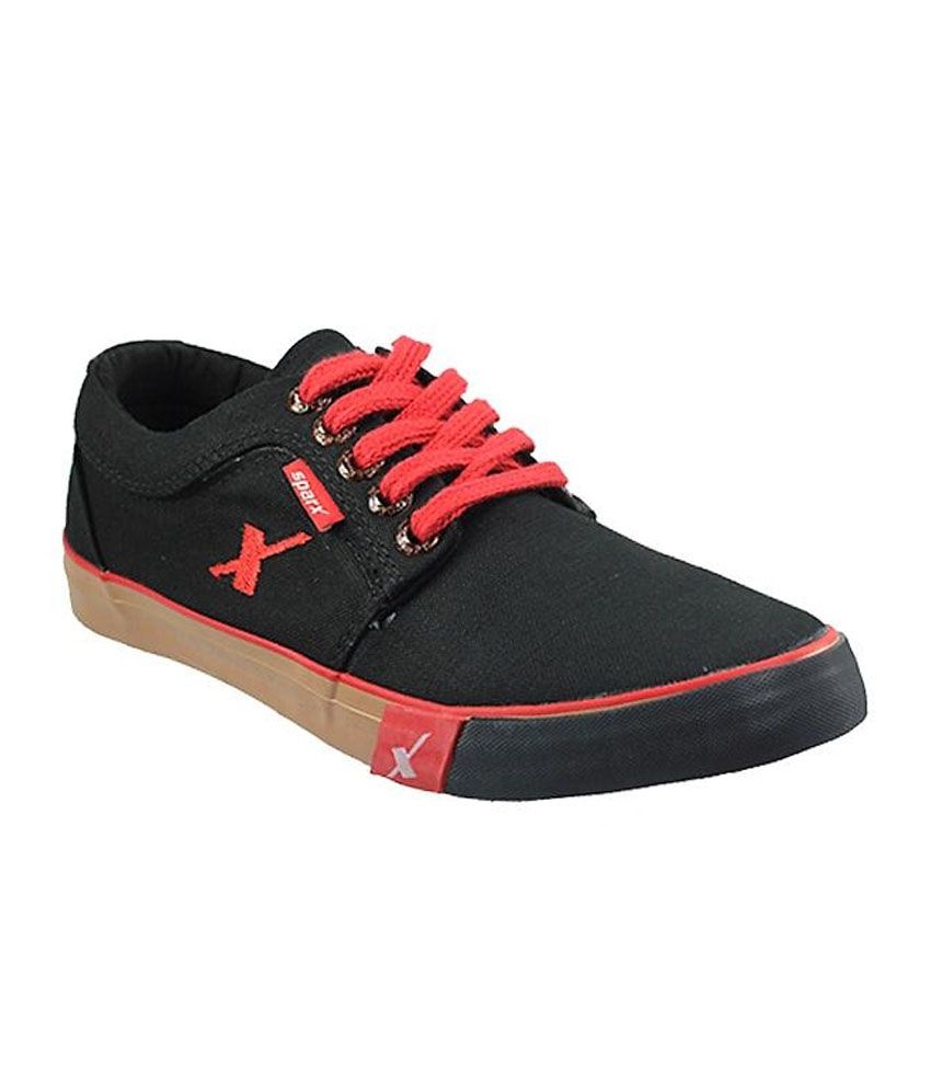 10 OFF on Sparx Black Red Men Canvas Shoes on Snapdeal