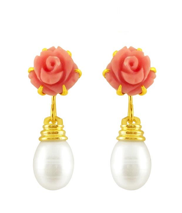 Jpearls Pink Rose Pearl Earrings
