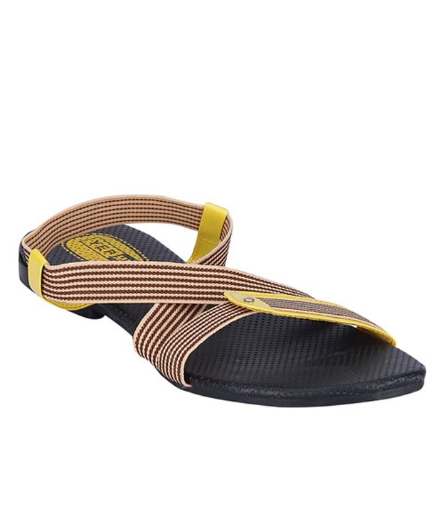 Yepme Stylish Brown And Yellow Flat Sandals available at snapdeal for Rs.279