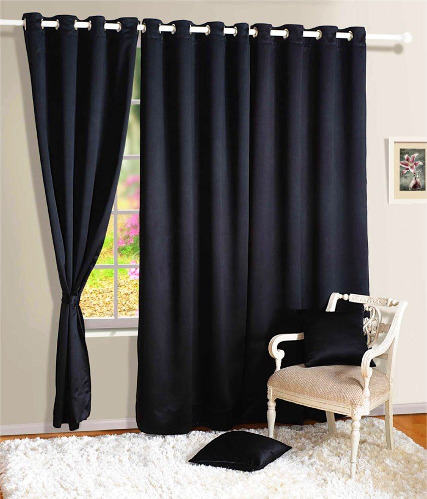 Buy coal black blackout curtains, eyelet curtains online- swayam india.