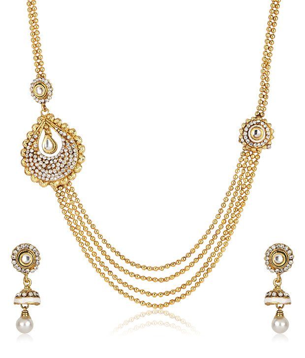 48 on jewar gold plated charming necklace set with 48 on jewar gold plated charming necklace set with