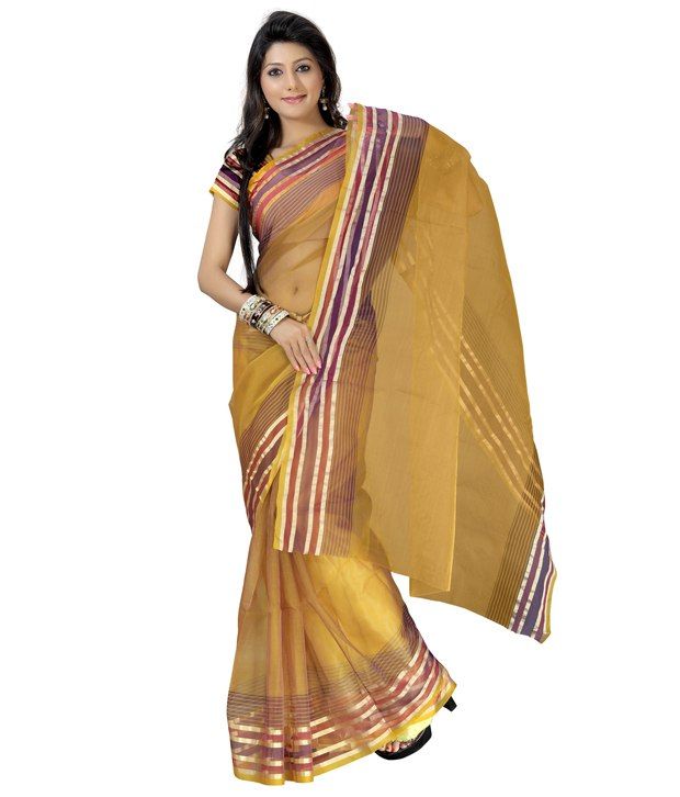 Silkbazar Yellow Printed Tissue Saree available at snapdeal for Rs.295