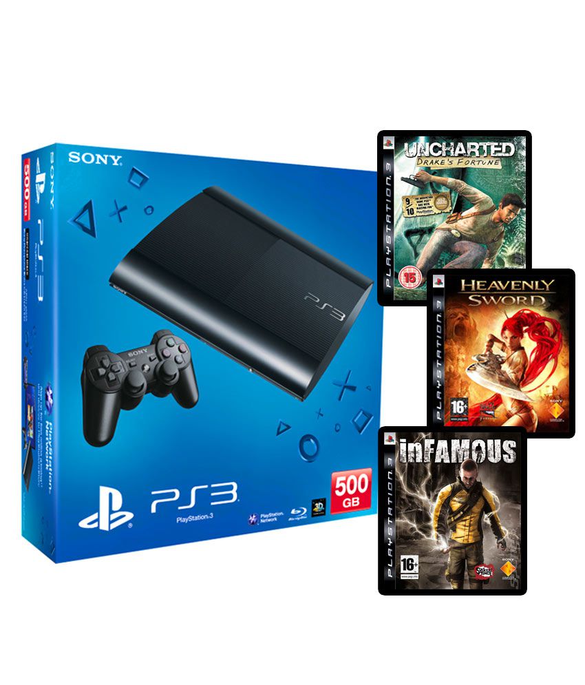Buy Sony Playstation 3 (500GB) with 3 Games online at best price in