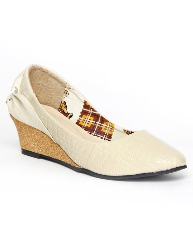 Lovely Chick Textured Cream Wedge Heel Ballerinas available at snapdeal for Rs.399