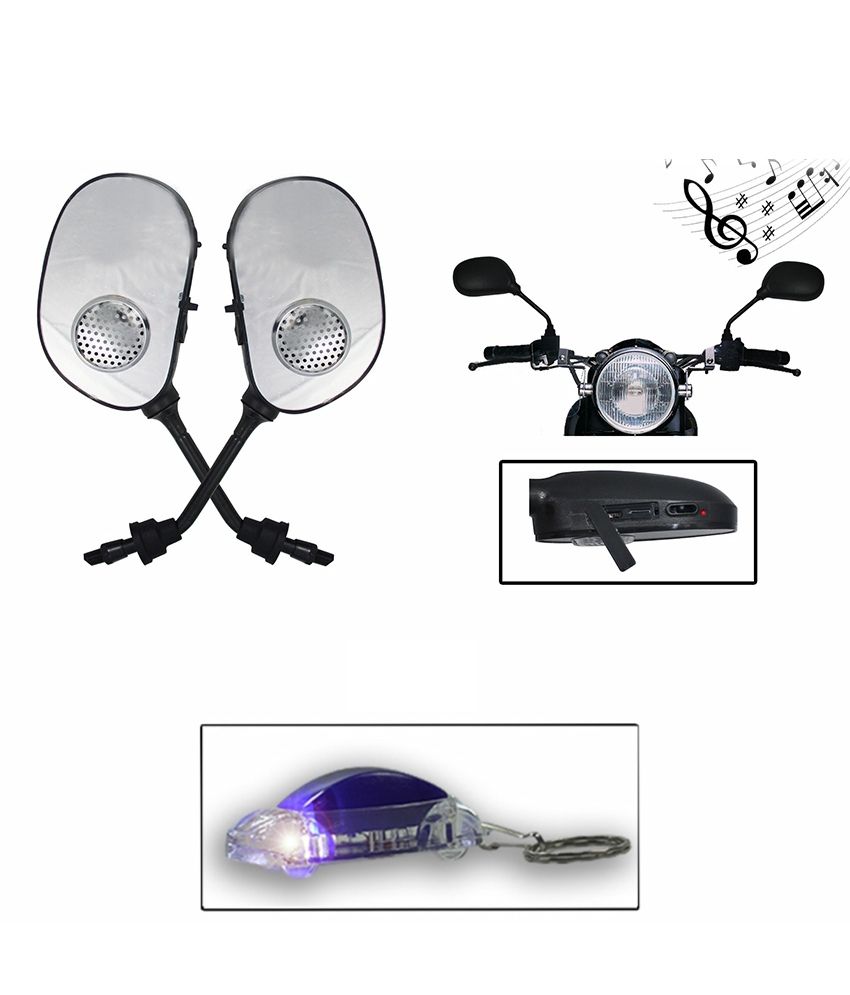 Speedwav - Black Rear View Mirrors With Built-in Mp3 And Speakers For Music On The Go(get Free Car Shaped Led Keychain Worth Rs. 199) available at snapdeal for Rs.191
