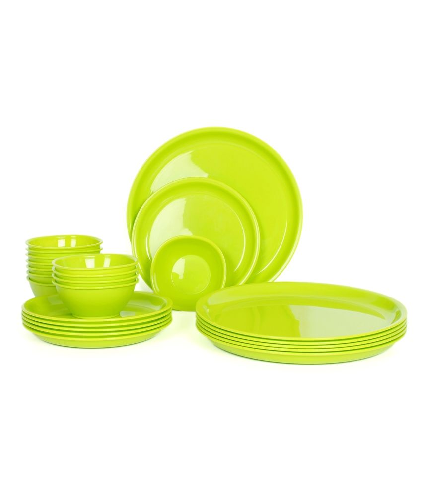 Gluman Green Round Microwave Safe Dinner Set - 24 Pcs available at snapdeal for Rs.1079
