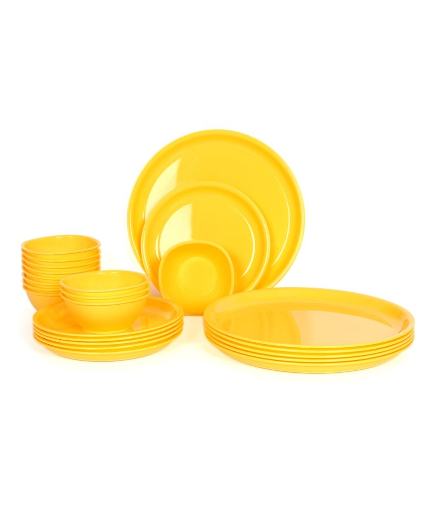 Gluman Yellow Round Microwave Safe Dinner Set - 24 Pcs available at snapdeal for Rs.1018