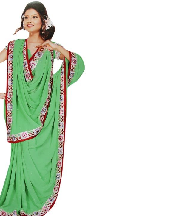 Aaditri Green Embroidered Semi Chiffon Saree available at snapdeal for Rs.2296
