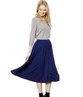 Maysa Navy Solids Polyester Long Skirt 