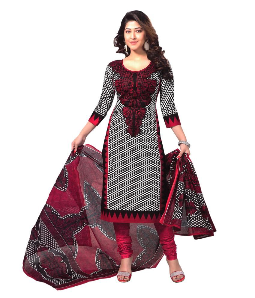 Reya BLACK Printed Cotton Dress Material